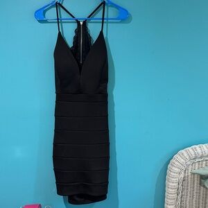 Emerald Sundae Black Backless Dress